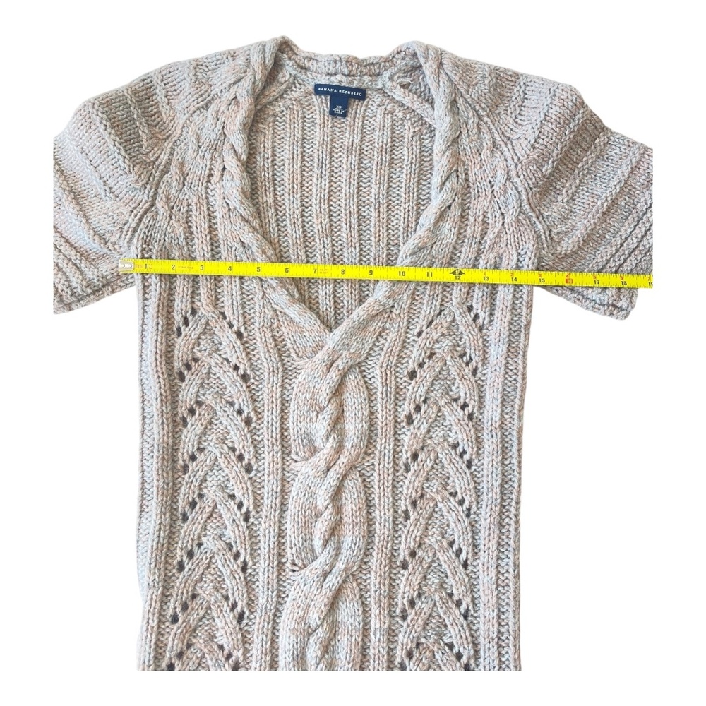 Banana Republic Brown Gray Marled Cable Tunic Sweater XSmall Wool Alpaca EUC - Picture 6 of 10